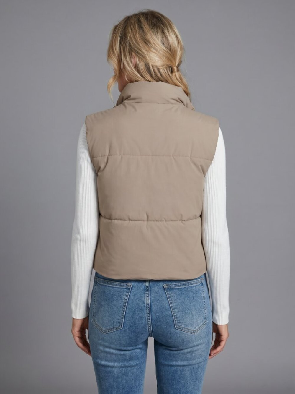 Women Sleeveless Zip Up Puffer Vest Lightweight Quilted Winter Fall Jacket - Picture 2 of 5